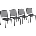 Gec Interion Outdoor Caf Armless Stacking Chair, Steel Mesh, Black, 4 Pack 262086BK